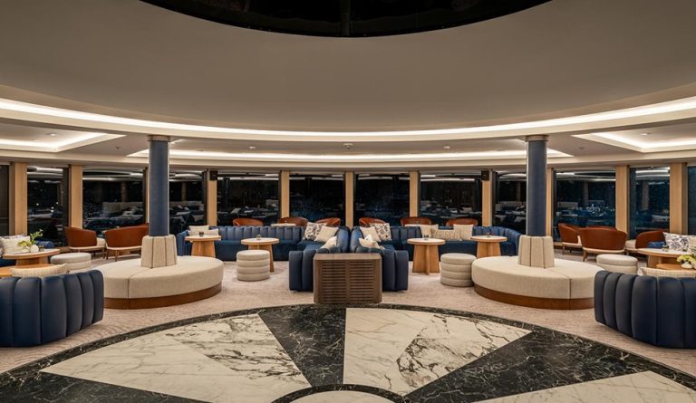 Guests can relax in the Yacht Club Cafe, a hybrid observation lounge and venue for a light breakfast or lunch.